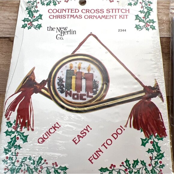 Counted Cross Stitch Christmas Ornament Kit Set - Santa & Noel Designs - Picture 2 of 4